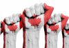 Canada flag fists