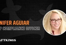 DraftKings has named Jennifer Aguiar as its new Chief Compliance Officer. She will report directly to DraftKings' co-founder, CEO and Chairman Jason Robins.