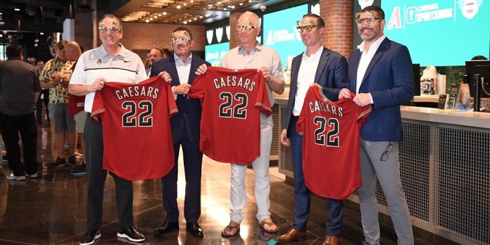 Caesars Entertainment Inc has officially opened the Caesars Sportsbook at Chase Field as part of its partnership with the Arizona Diamondbacks.