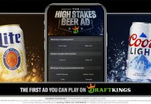 Promotional image of Miller Lite Coors Light High Stakes Beer Ad with DraftKings