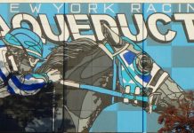 NY Aqueduct horse racing sign