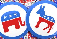 US Republican and Democrat badges