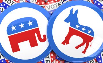 US Republican and Democrat badges