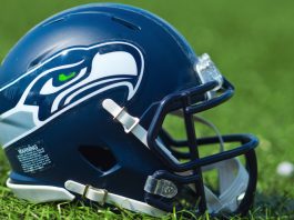Seattle Seahawks football helmet