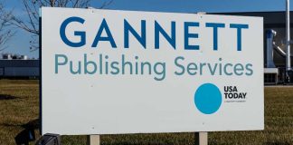 Gannett and US Today logos on a sign