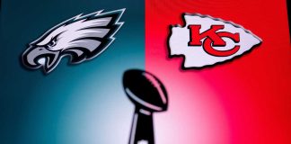 IGT’s Tony DiTommaso on where the most Super Bowl betting action is Super Bowl trophy with Philadelphia Eagles and Kansas City Chiefs logos