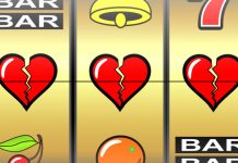 three broken hearts on a slot reel