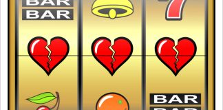 three broken hearts on a slot reel