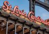 St Louis Cardinals team name on side of stadium
