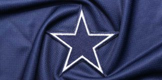 Dallas Cowboys star logo on blue fabric