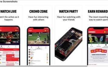 Screenshots of Bally Live app featuring MiLB streaming