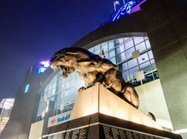 Carolina Panthers statue outside of stadium