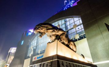 Carolina Panthers statue outside of stadium