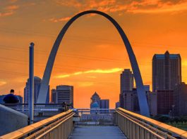 St Louis Arch at sunset