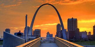 St Louis Arch at sunset