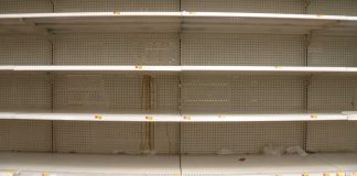 Empty store shelves