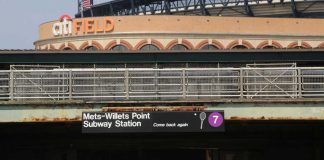 NY bill would clear land near Citi Field for downstate casino use Citi Field with a Willets Point subway stop sign in the foreground