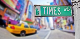 No Times Square Casino Coalition voices opposition of Caesars NYC bid Times Square street sign with city in the background