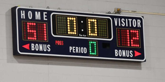 Home beating visitors on a scoreboard