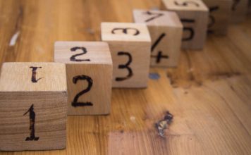 Numbered wooden blocks organized in ascending order