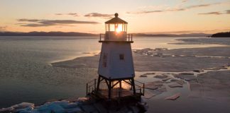 lighthouse on Vermont beach