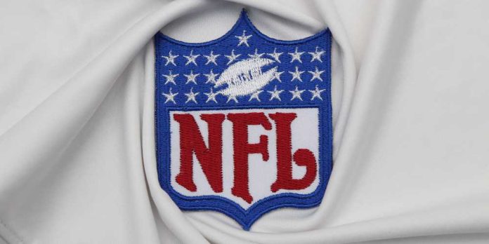 NFL logo patch on a white cloth