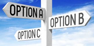 Sign post with options on each sign