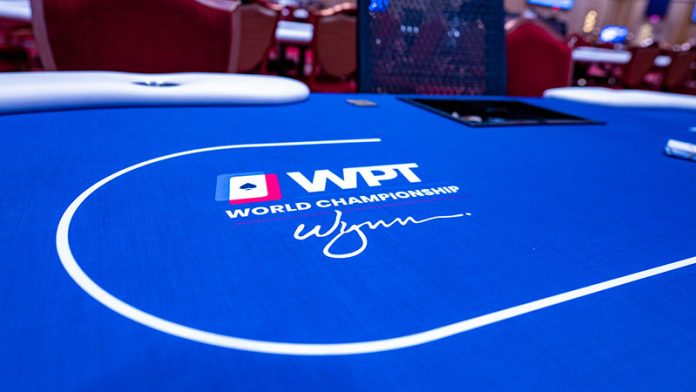 WPT and Wynn logos on poker felt
