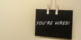 Chalkboard that says you're hired
