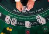 Overhead shot of blackjack table