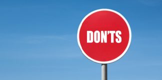 Sign reading "dont's"