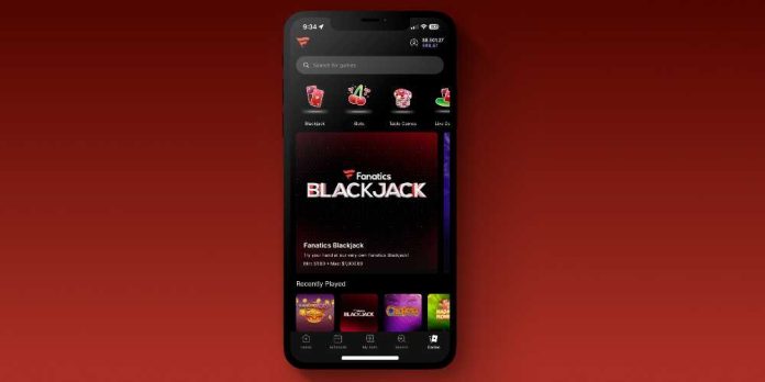 Fanatics Blackjack product on cell phone