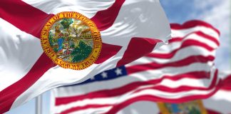 Florida state flag and US flag
