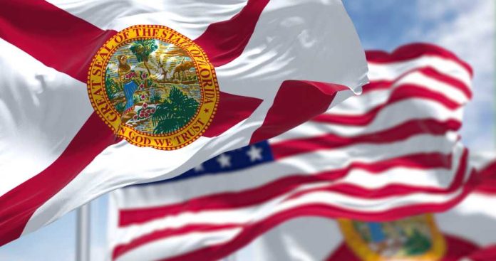 Florida state flag and US flag