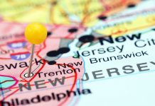 New Jersey pinned on a map