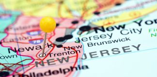 New Jersey pinned on a map