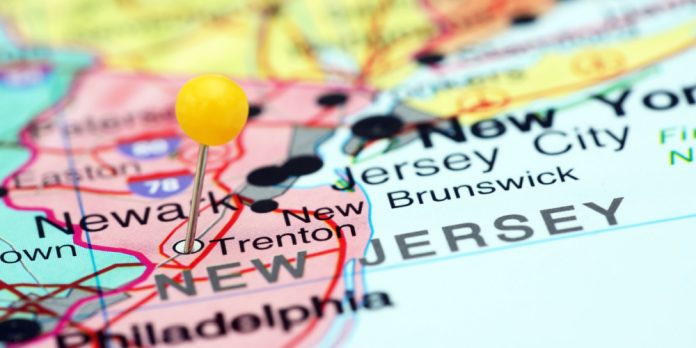 New Jersey pinned on a map