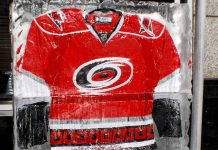 Carolina Hurricanes jersey on ice