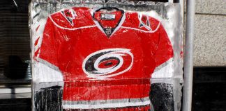 Carolina Hurricanes jersey on ice