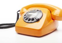 Yellow landline telephone
