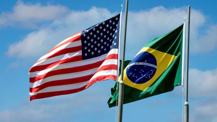 US and Brazil flags flying