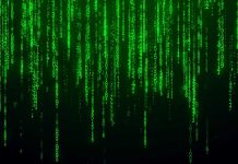 Matrix binary code and green font