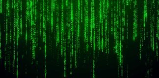Matrix binary code and green font