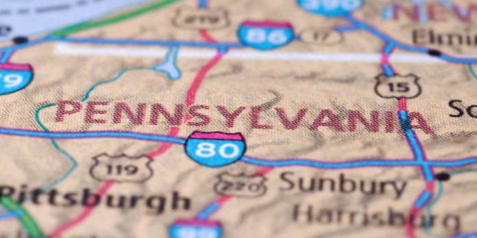 A section of a map of Pennsylvania