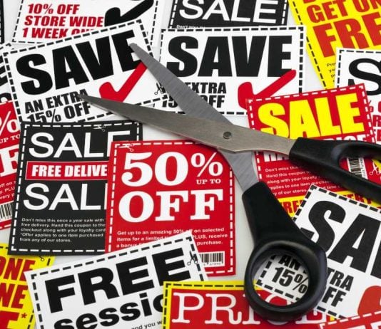Coupons with scissors