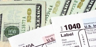 Income tax form and money