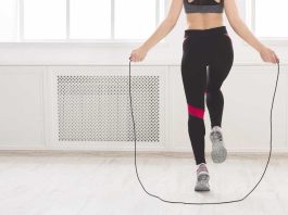 Woman skipping rope