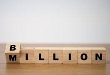 Wooden blocks that spell out the word billion