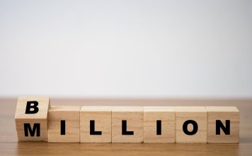 Wooden blocks that spell out the word billion