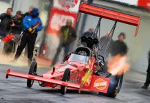 Close up of a drag racing car